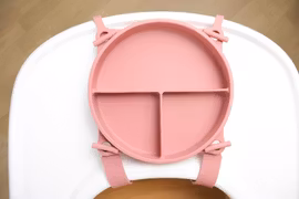 Barntallrik med sugpropp och spännband - Dusty Pink