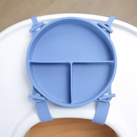 Barntallrik med sugpropp och spännband - Buffo Blue