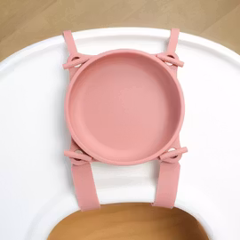 Barnskål med sugpropp och spännband - Dusty Pink