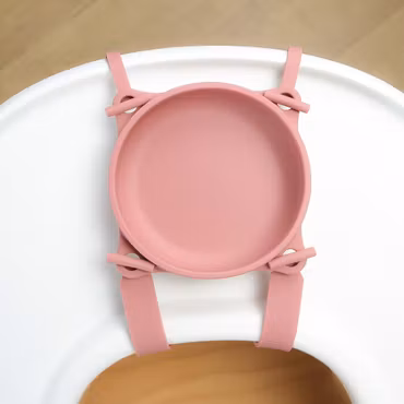 Barnskål med sugpropp och spännband - Dusty Pink