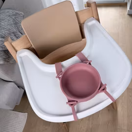 Barnskål med sugpropp och spännband - Dusty Pink