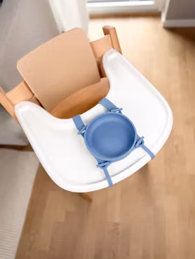 Barnskål med sugpropp och spännband - Buffo Blue