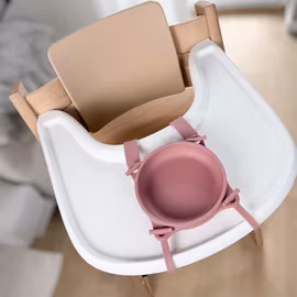 Barnskål med sugpropp och spännband - Dusty Pink