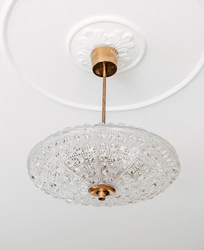Orrefors Glass Crystal Chandelier 'Flying Saucer' by Carl Fagerlund