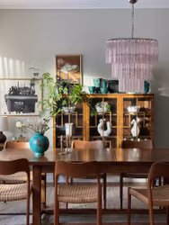 Pink Murano Chandelier 'Tubular'. Large size.