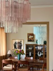 Ice Blue Murano Glass Chandelier 'Tubular'. XL.