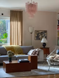 Pink Murano Glass Chandelier 'Tubular'. Small size.