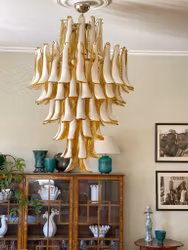 Amber Colored Murano Chandelier - Mazzega Style - GIANT
