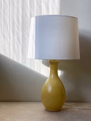 Yellow Sculptural Ceramic Lamp by Bo Fajans. 1940s.