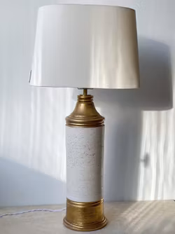 Bitossi for Bergboms Large Creme and Gold Ceramic Table Lamp