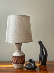 Bitossi Brown & Beige Ceramic Table Lamp. 1960s.