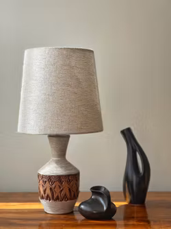 Bitossi Brown & Beige Ceramic Table Lamp. 1960s.