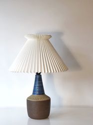 Søholm Danish Modern Blue and Brown Ceramic Table Lamp. 1970s.