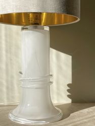 Atelje Lyktan Large White Glass Table Lamp. 1980s.