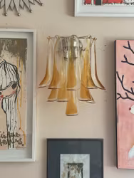 Pair of Murano Wall Lamps Mazzega in amber