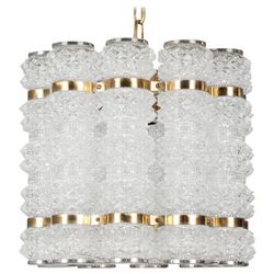 Tyringe Tubular Crystal & Brass Pendant [small size]