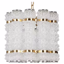 Tyringe Tubular Crystal & Brass Pendant [small size]
