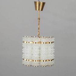 Tyringe Tubular Crystal & Brass Pendant [small size]