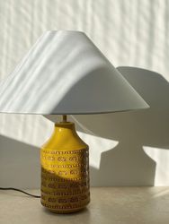 Bitossi Mustard Colored Ceramic Table Lamp. 1960s.