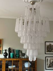 Murano Chandelier • DROP • XL ’CROWN’ • clear glass
