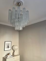 Murano Chandelier • TUBULAR • medium size • clear glass