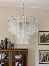 Murano Chandelier • TUBULAR • medium size • clear glass