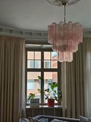 Murano Chandelier • DIAMOND • pink glass