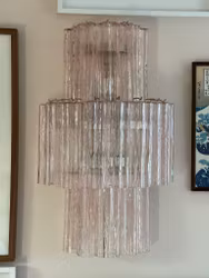 Pink Murano Wall Sconce with TUBULAR glass prisms