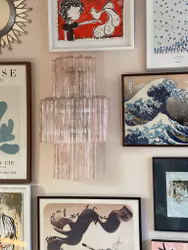 Pink Murano Wall Sconce with TUBULAR glass prisms