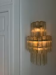 Amber Colored Murano Wall Sconce with TUBULAR glass prisms