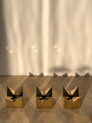 Pierre Forssell trio Brass Candleholders "Kronan" by Skultuna