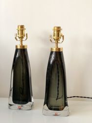 Pair of Orrefors Table Lamps Green Glass model RD-1323