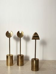 Trio Skultuna Brass Candleholders 'Iniara' design by Pierre Forssell