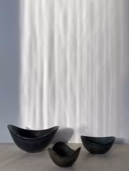 Gunnar Nylund trio Blue Biomorphic ARO and ASH stoneware bowls for Rorstrand