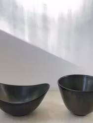 Gunnar Nylund set of Blue ARO and ASH stoneware bowls for Rorstrand