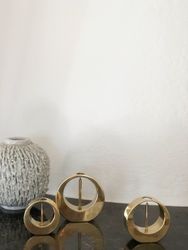 Kolbäck set of Three Rare Brass Candlesticks by Artur Pe