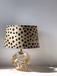 Amber Colored Glass Table Lamp, Swedish 1970s.