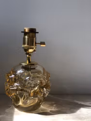 Amber Colored Glass Table Lamp, Swedish 1970s.