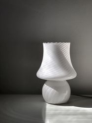 White Murano Mushroom Table Lamp. 1970s.