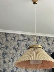 Bergboms Ceiling Lamp Pleated Shade and Brass. 1960s.