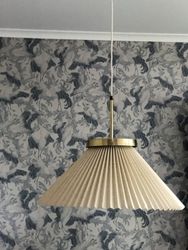 Bergboms Ceiling Lamp Pleated Shade and Brass. 1960s.