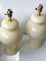 Murano Glass Yellow Swirl Table Lamp