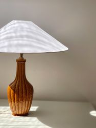 Gunnar Nylund Sculpural Formed Mustard "Chamotte" Table Lamp by Rörstrand