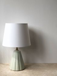 Rörstrand Art Deco Mint Porcelain Table Lamp. 1940s.