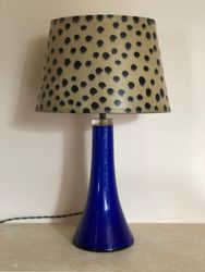 Midcentury Klein Blue Glass Table Lamp. 1960s.