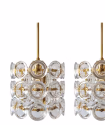 Orrefors Glass Disc Pendant by Carl Fagerlund (pair available)