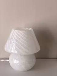 White Mushroom Table Lamp in the style of Murano 1970s.