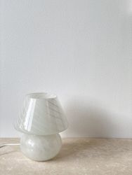 White Mushroom Table Lamp in the style of Murano 1970s.