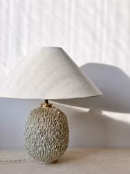 Gunnar Nylund Large Cream Colored Table Lamp "Chamotte". 1940s.