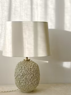 Gunnar Nylund Large Cream Colored Table Lamp "Chamotte". 1940s.
